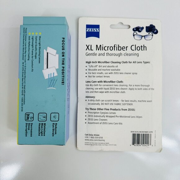 Flower Eyewear Blue Light Glasses Power 0.00 & Zeiss XL Microfiber Cloth (2-Pk) - Picture 3 of 6